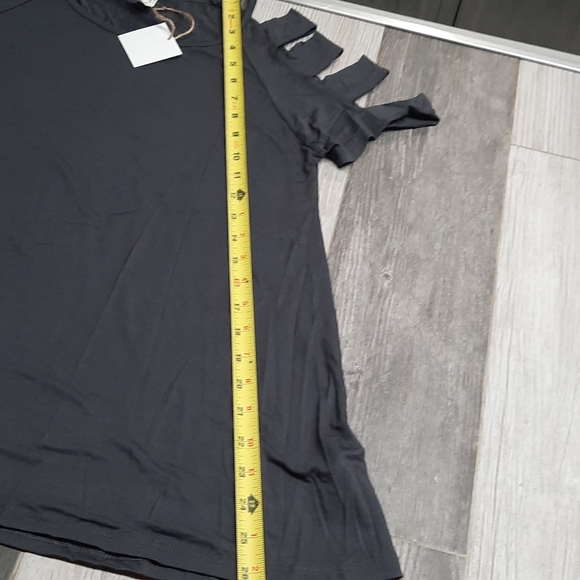 Ladder Sleeve soft  charcoal t-shirt top - Picture 5 of 13